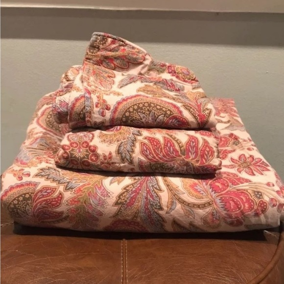 Ralph Lauren Full Queen Paisley Floral Cotton Duvet Set